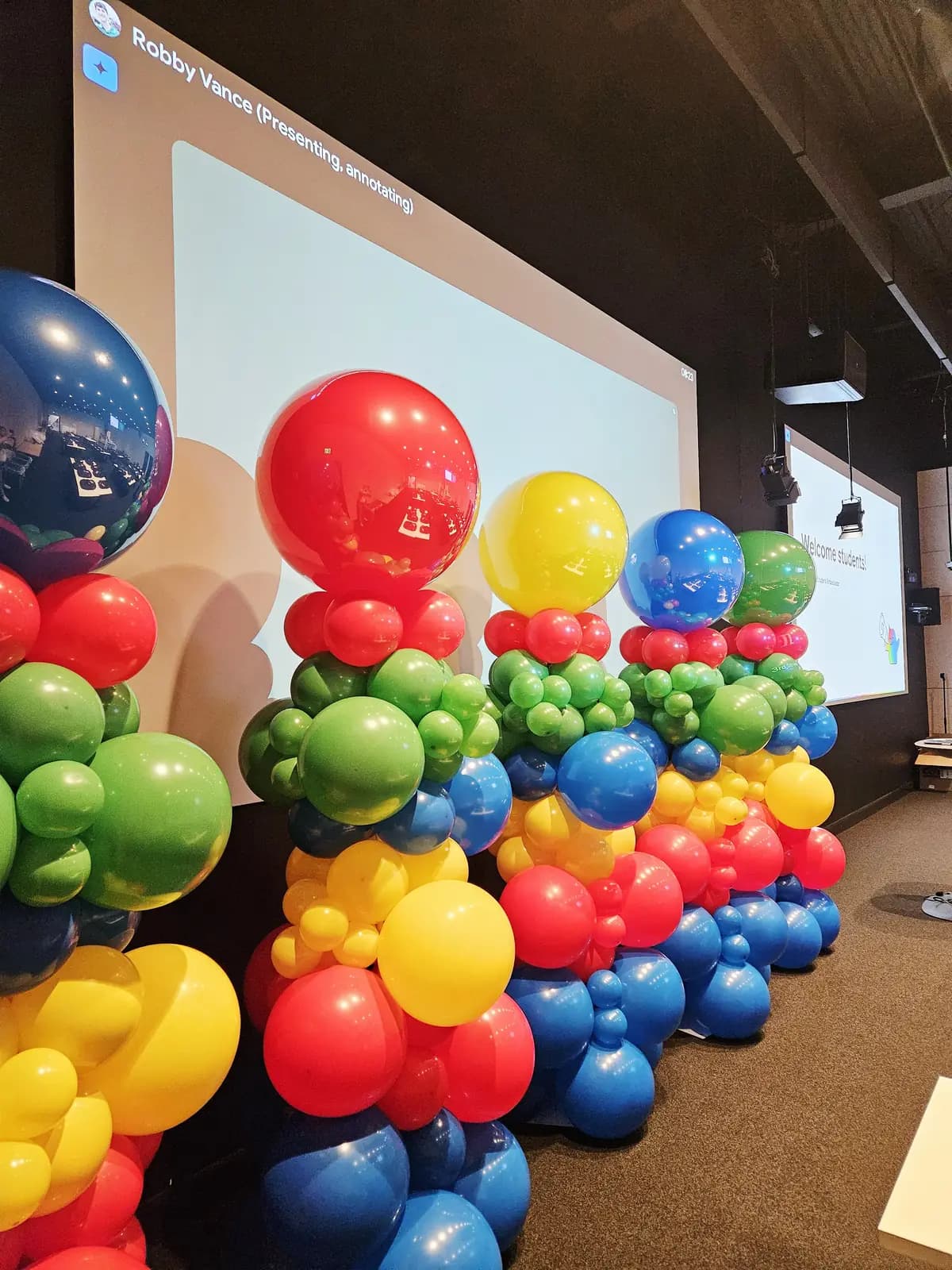 Google Team Event Primary Color Balloon Columns — view 01