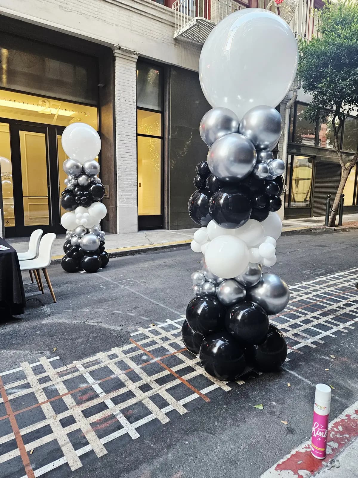 San Francisco Tech Event Black White Silver Balloon Column — view 01