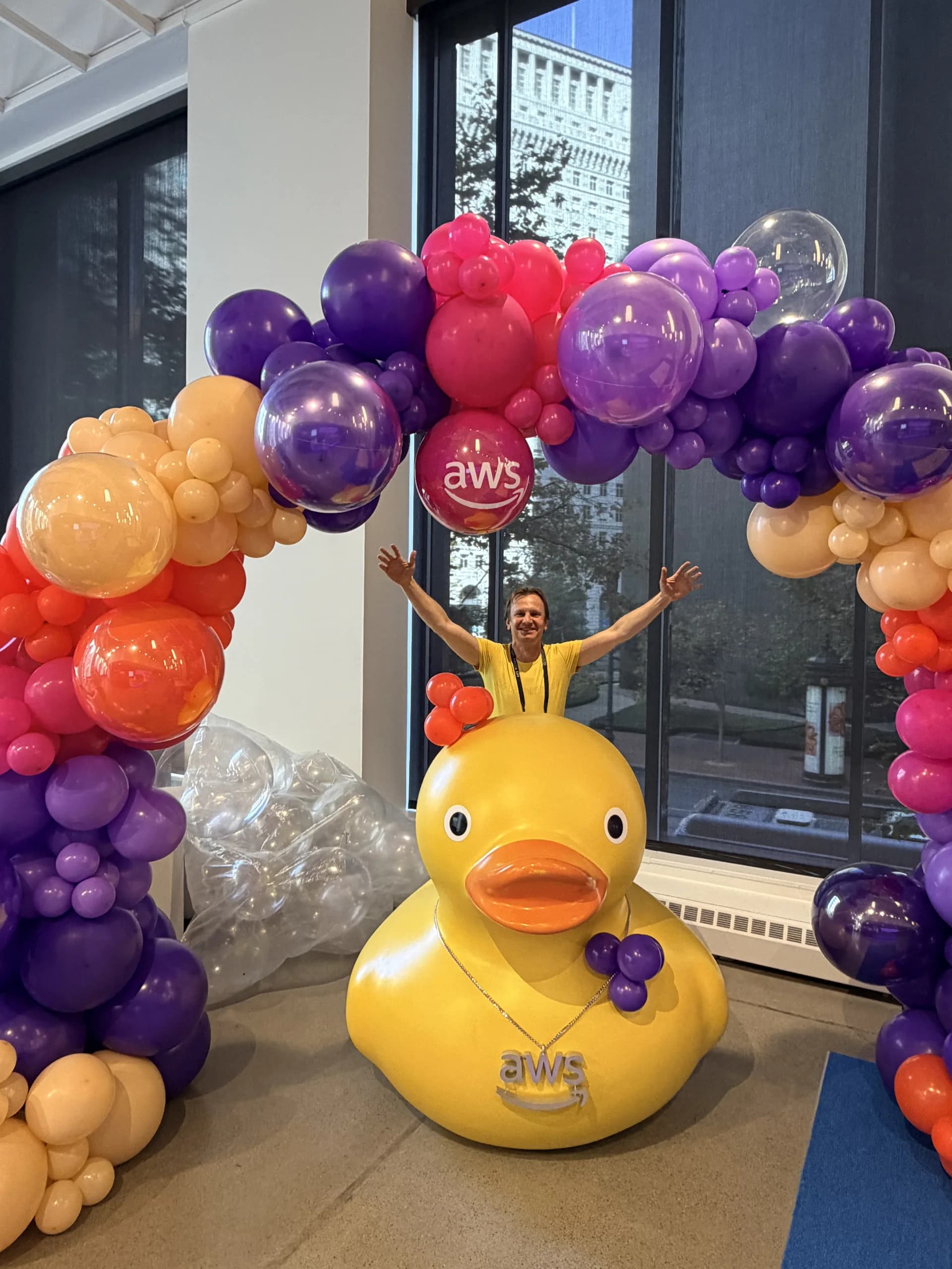 Completed two statement balloon arches and a branded photo zone from the Tech Summit 2026 project in San Francisco, California (image 4 of 8).