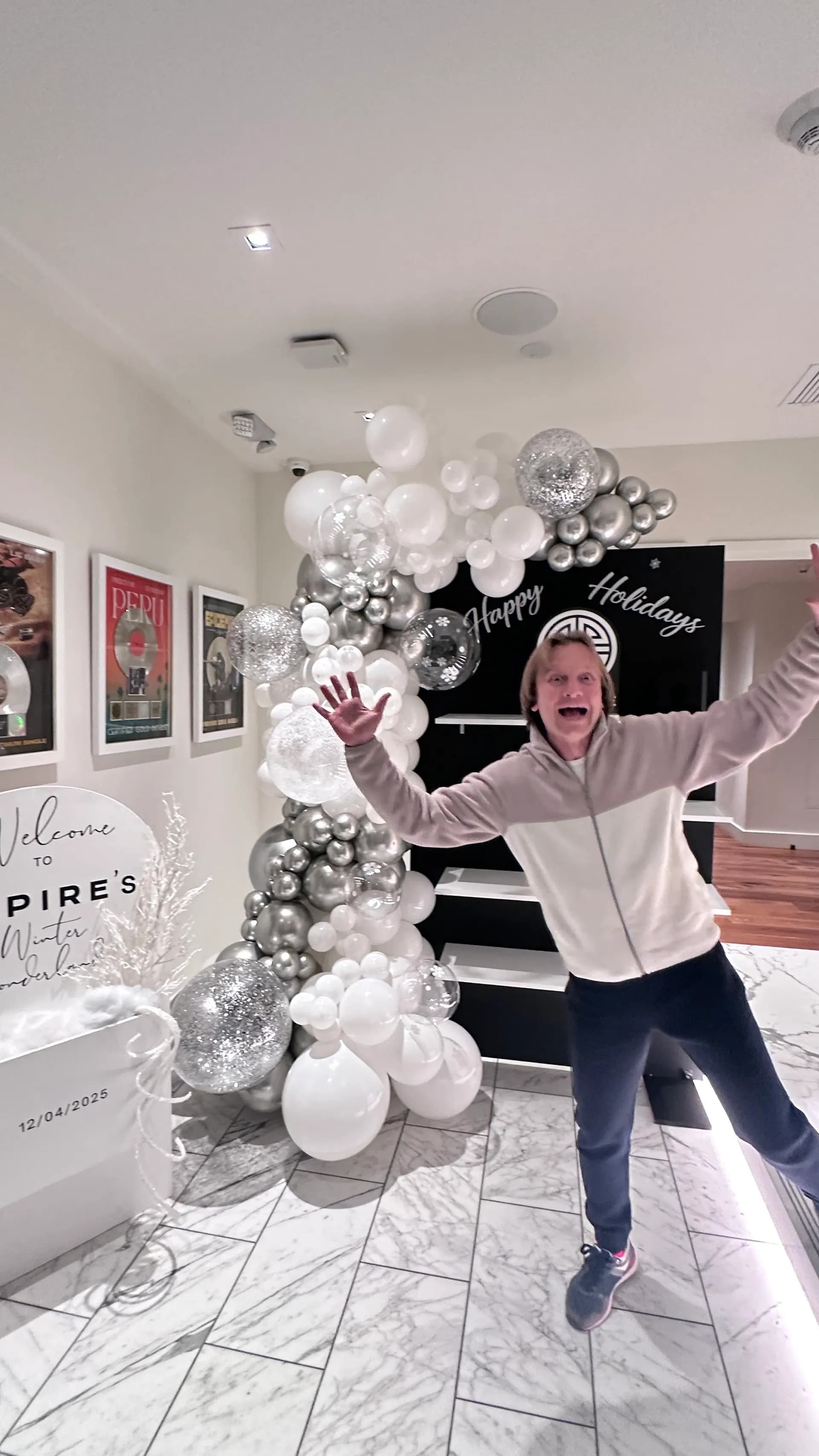 Corporate Holiday Party in San Francisco, California: elegant holiday balloon décor, view 2 of 3.