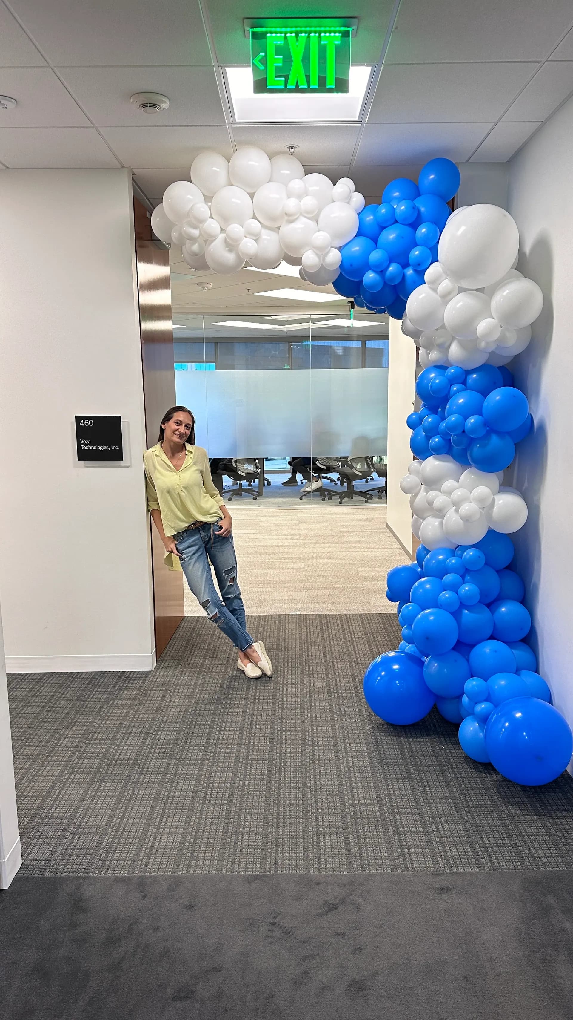 Branded grand-opening balloon décor for Link1 at the Office Opening in Palo Alto, California.