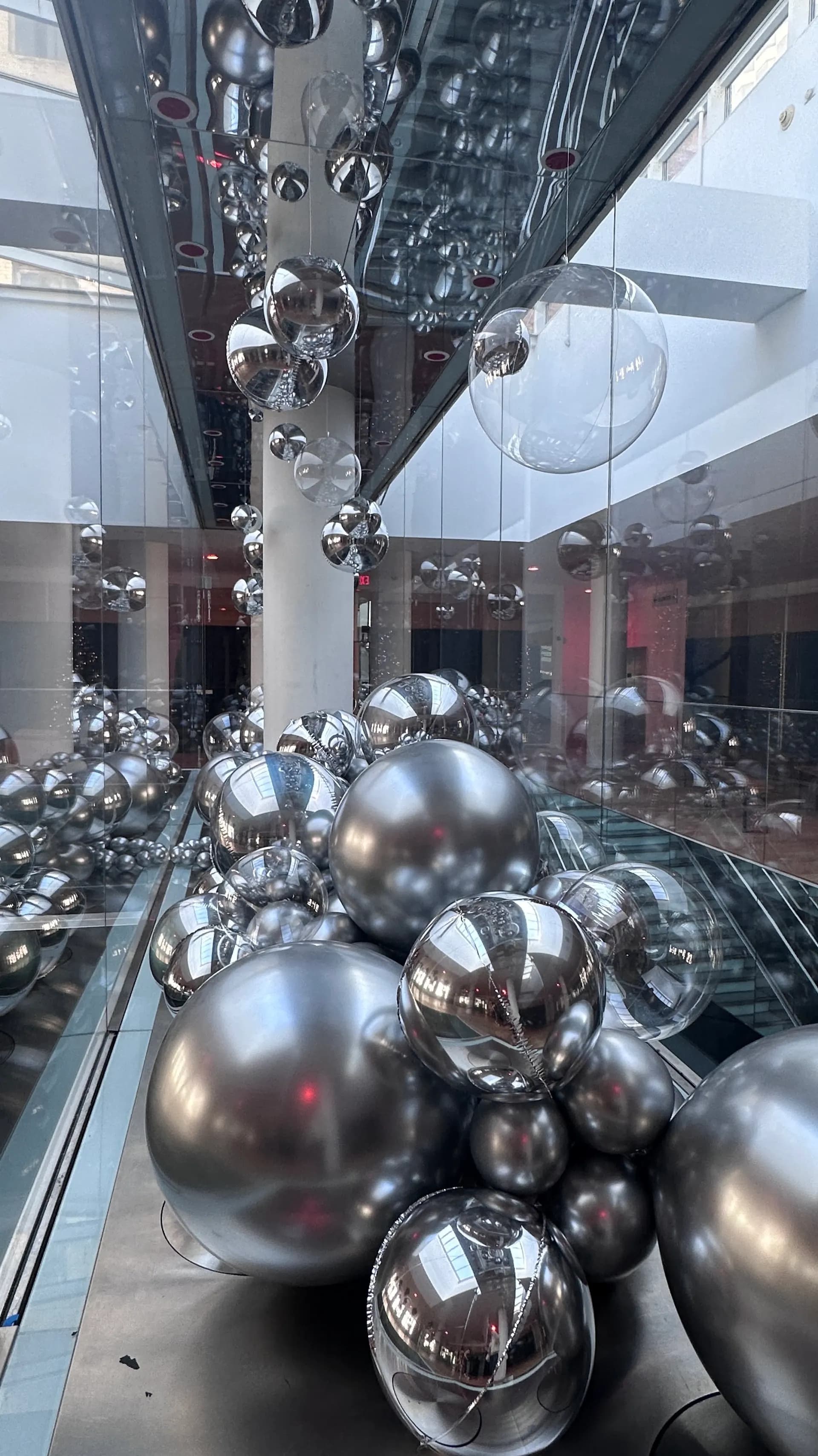 Cultural Center Opening Celebration in San Francisco, California: modern silver balloon installation, view 2 of 4.